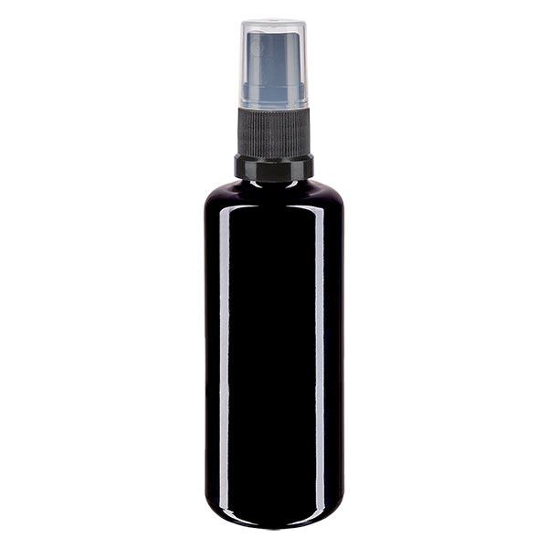 Apothekenflasche violett 50ml Sprayaufsatz schwarz Apothekenflasche violett 50ml Sprayaufsatz schwarz