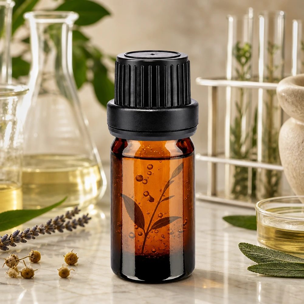 UV-schützende 5ml Braunflasche mit OV-Schraubkappe für Naturkosmetik und Essenzen