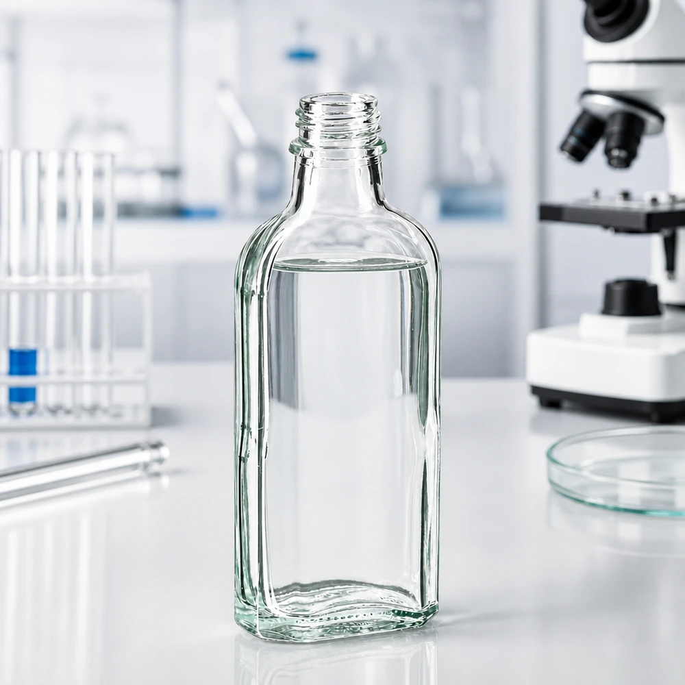 100 ml Meplatflasche klar DIN22 Klare Meplatflasche 100 ml mit engem Flaschenhals und DIN22 Gewinde