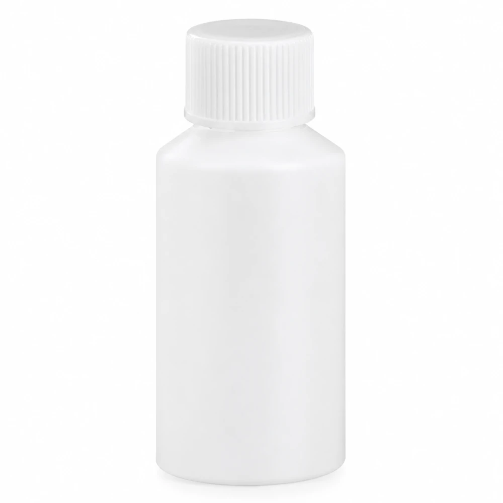 Runde Apothekenflasche aus HDPE Kunststoff 50ml weißer Deckel