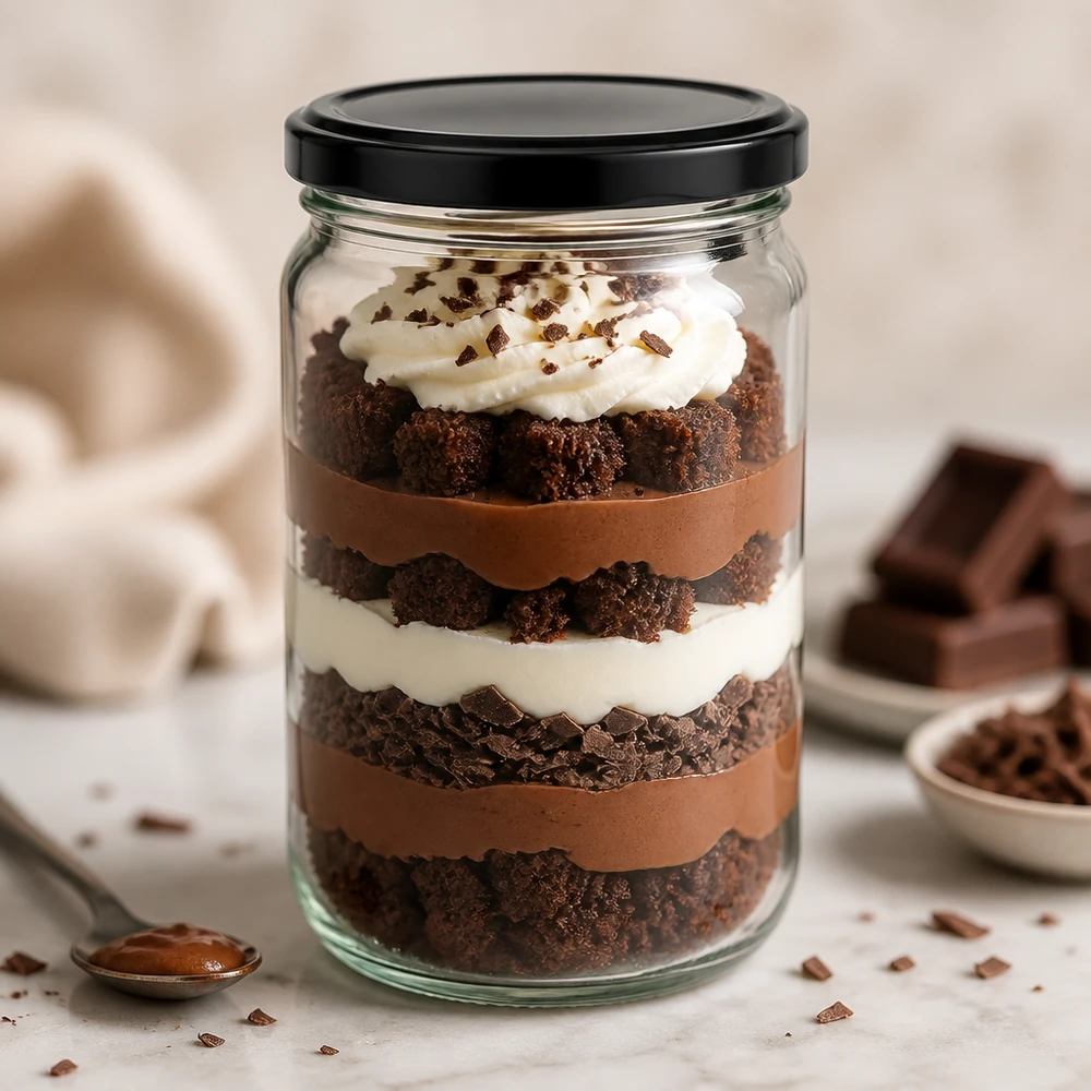 305ml Rundglas mit BasicSeal Deckel schwarz UNiTWIST 305ml Rundglas UNiTWIST mit schwarzem Deckel als stylische Dessertschale für Schichtdesserts und süße Leckereien