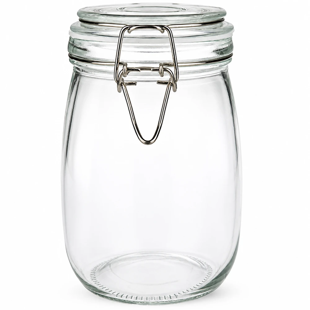 1000ml Vorratsglas mit Silikonring und Bügelverschluss UNiTWIST Zylindrisches Vorratsglas 1 Liter Fassungsvermögen mit traditionellem Bügelverschluss