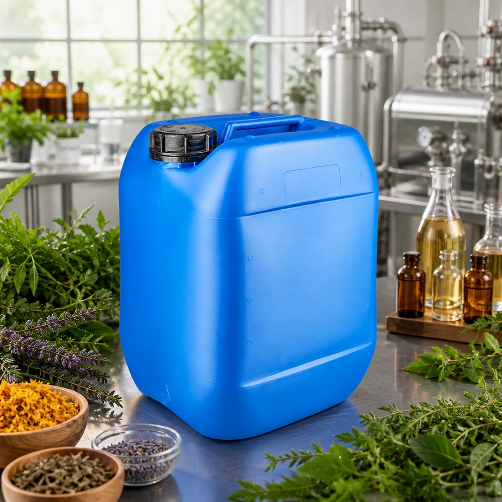 Kanister 10 Liter blau mit Schraubverschluss Originalitätsverschluss Rechteckiger Kunststoffkanister 10 Liter blau mit griffigem Tragegriff und OV Verschluss