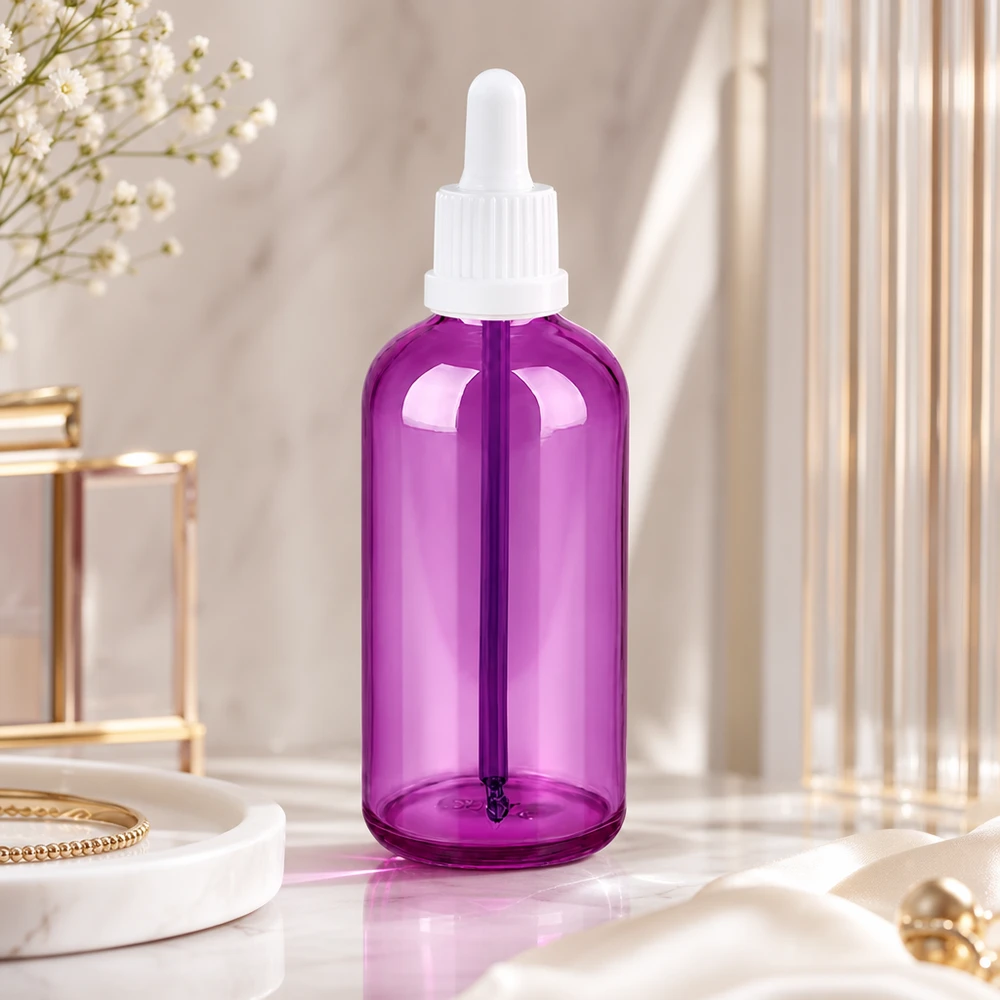 100ml Pipettenflasche weiss Originalität Schraubverschlusserschluss PurpleLine UT18/100 Moderne 100ml Glasflasche PurpleLine Serie mit praktischem Tropfsystem für den täglichen Gebrauch