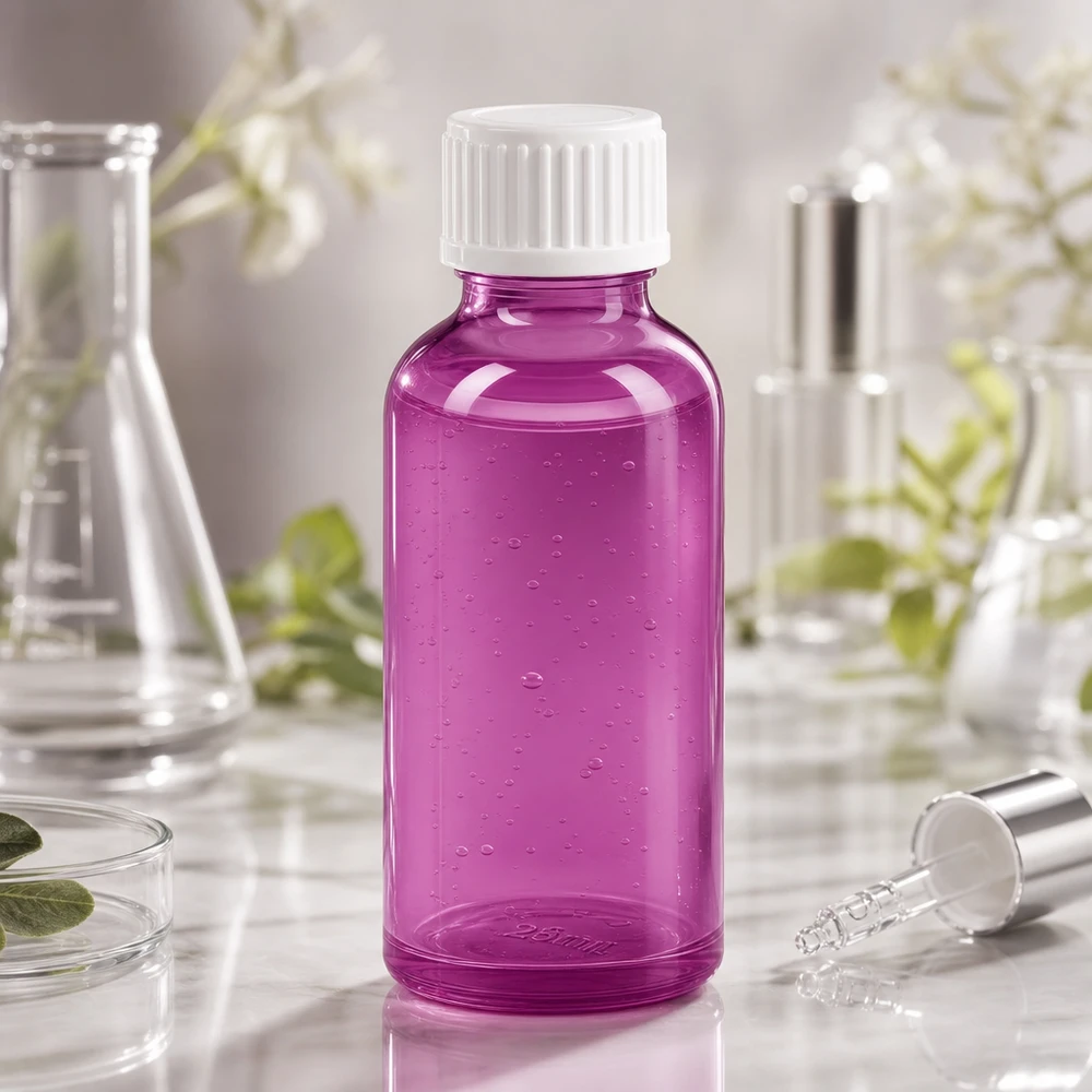 30ml Tropfflasche 0.9mm weiss Standard PurpleLine. UT18/30 Violette 30ml Dosierflasche mit standardisiertem Tropfsystem für Beauty und Wellness Produkte