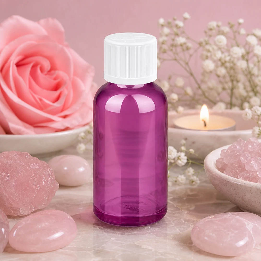 30ml Tropfflasche 1.2mm weiß Standard Kindersicher PurpleLine.UT18/30 Violette Kunststoff-Tropfflasche 30ml mit weißem Schraubverschluss für DIY Beauty Produkte