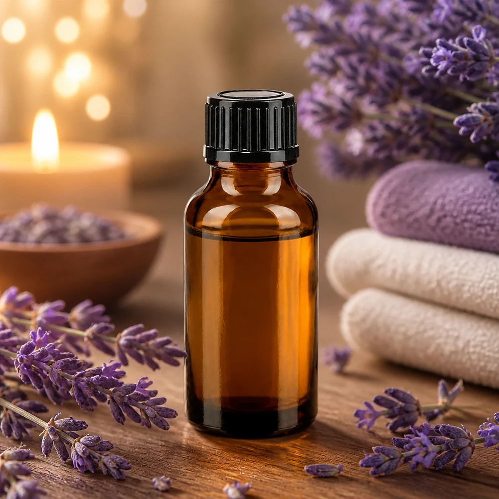 Apothekenflasche braun 20ml Schraubverschluss schwarz Standard Aromatherapie Glasflasche braun 20ml schwarzer Verschluss 11mm zwischen Lavendel