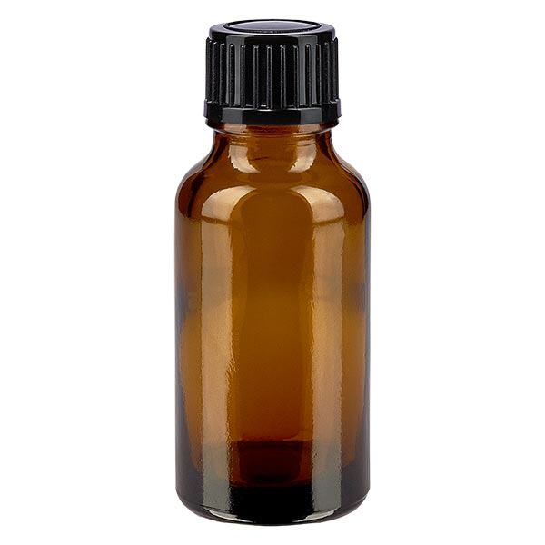 Apothekenflasche braun 20ml Tropfverschluss 1mm schwarz Standard Apothekenflasche braun 20ml Tropfverschluss 1mm schwarz Standard
