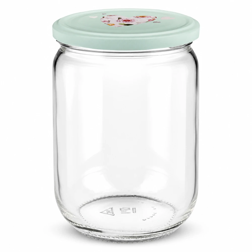 555ml Rundglas + BasicSeal Deckel Herz mint UNiTWIST Vorratsglas 555ml mit mintfarbenem Twist-Off Deckel Herzmotiv für Küche und Haushalt