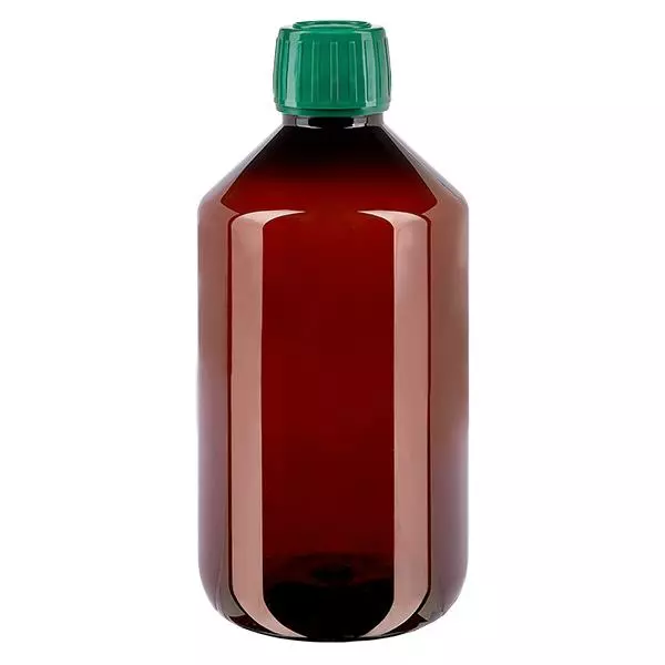 PET Flasche 500ml mit grünem Verschluss Originalitätsverschluss PET Flasche 500ml mit grünem Verschluss Originalitätsverschluss