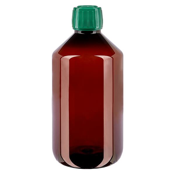 PET Flasche 500ml mit grünem Verschluss Originalitätsverschluss