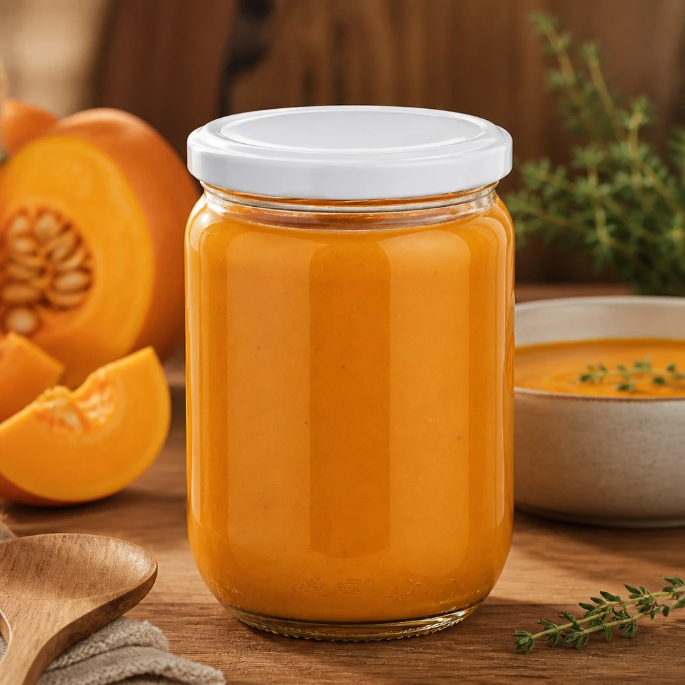 UNiTWIST Rundglas 555ml für Suppen und Pürees mit weißem BasicSeal Schraubdeckel