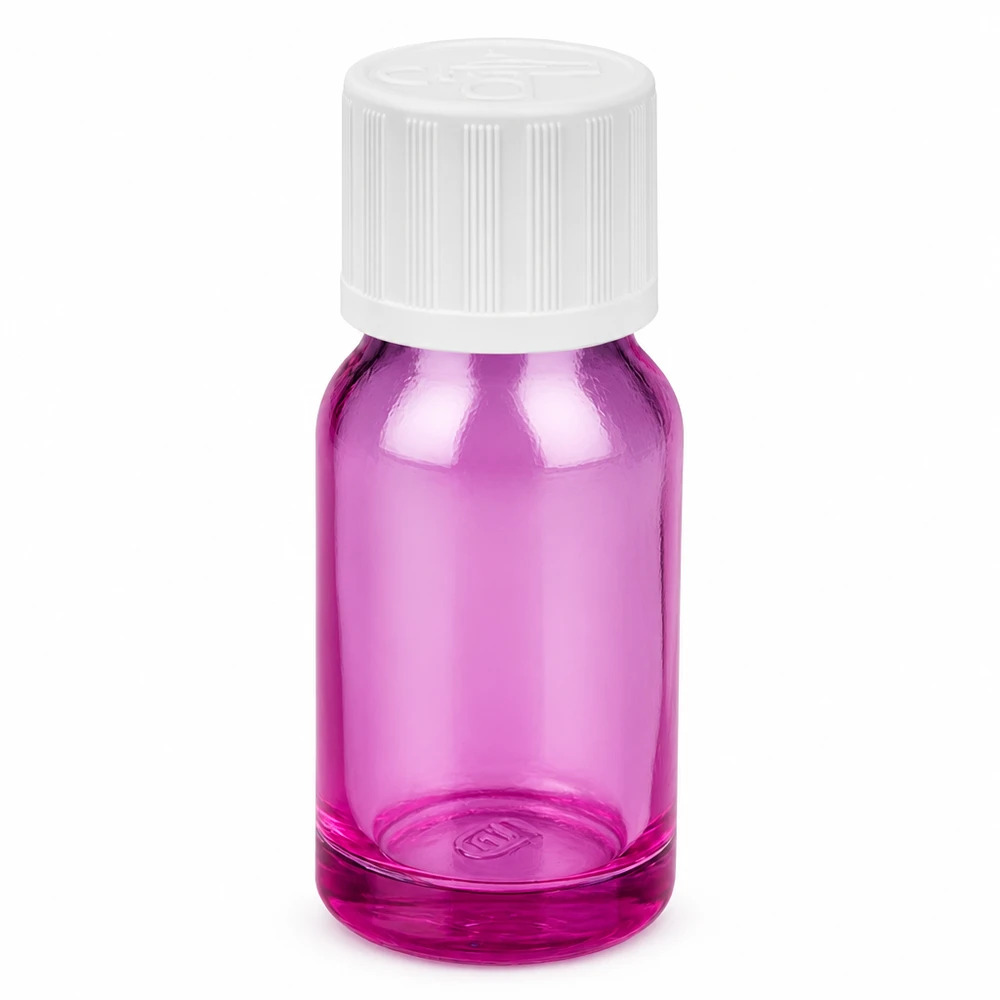 10ml Flasche 11mm Schraubverschluss weiß Standard Kindersicher PurpleLine UT18/10 10ml PurpleLine Flasche aus hochwertigem Glas mit UV-Schutz für lichtempfindliche Substanzen