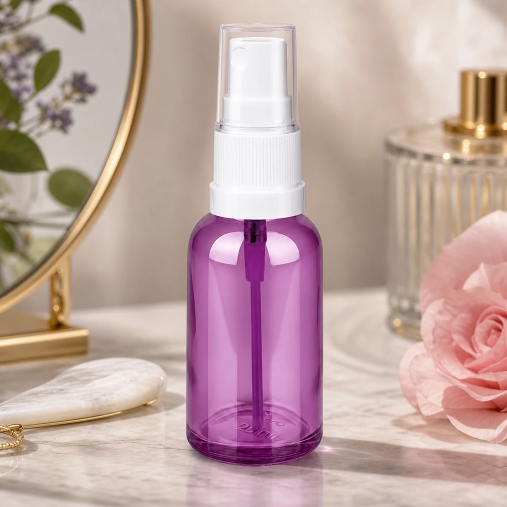 30ml Sprayflasche weiss/transparent Standard PurpleLine UT18/30 30ml Sprühflasche lila durchsichtig mit ergonomischem weißem Pumpmechanismus