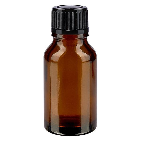 Apothekenflasche braun 15ml Schraubverschluss schwarz Standard Apothekenflasche braun 15ml Schraubverschluss schwarz Standard