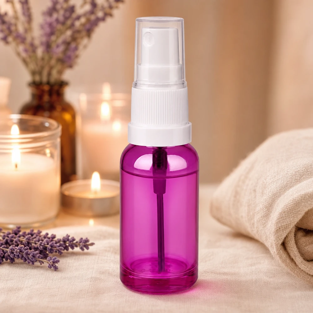 20ml Sprayflasche weiss/transparent Standard PurpleLine UT18/20 Kleine violette Sprayflasche 20ml transparent ideal für DIY Kosmetik und Naturprodukte