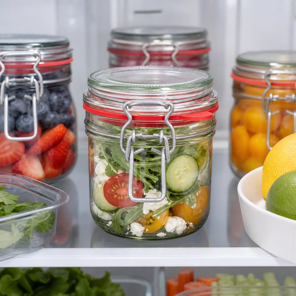 255ml Vorratsglas Typ G mit Bügelverschluss UN.. 255ml Vorratsglas mit Bügelverschluss im Kühlschrank für frische Salate und Gemüse, praktische Aufbewahrung