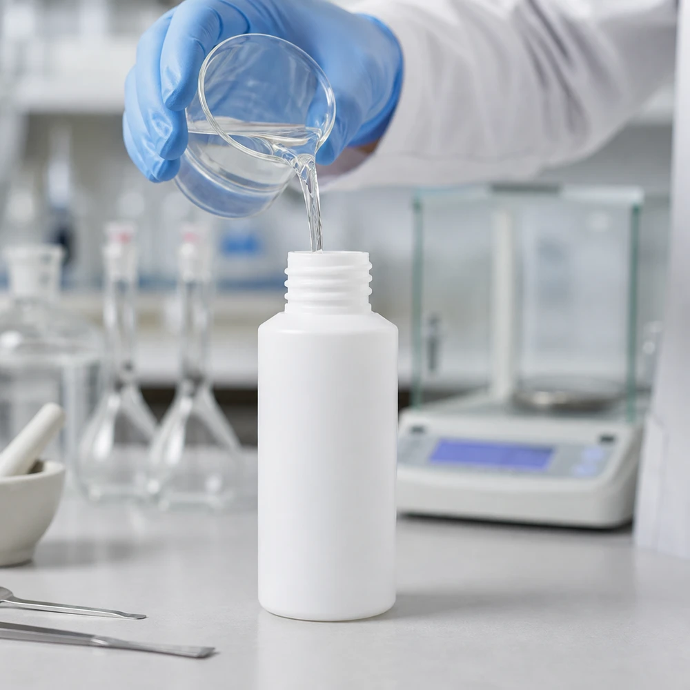 Handschuhe befüllen weiße HDPE Flasche 30ml für pharmazeutische Anwendungen im Reinraum