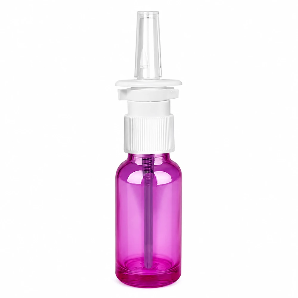 20ml Nasensprayflasche weiß/transparent Standard PurpleLine. UT18/20 Kompakte Nasensprayflasche 20ml mit ergonomischem Design für einfache Handhabung