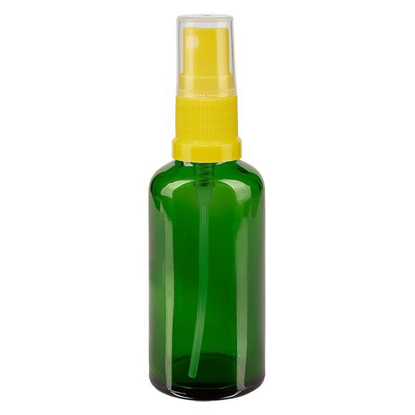 Apothekenflasche grün 50ml Sprayaufsatz gelb Apothekenflasche grün 50ml Sprayaufsatz gelb