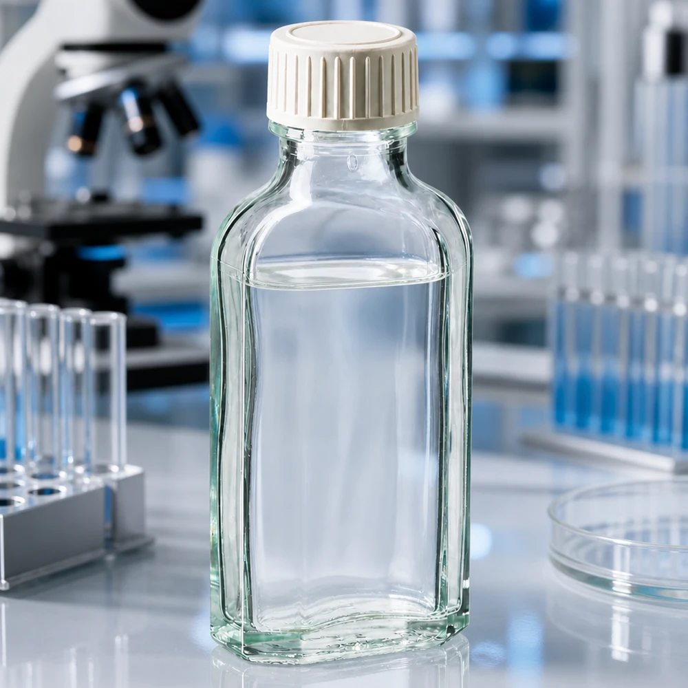 Rechteckige 50ml Glasflasche transparent mit dichtem Kunststoffdeckel für Laboranwendungen