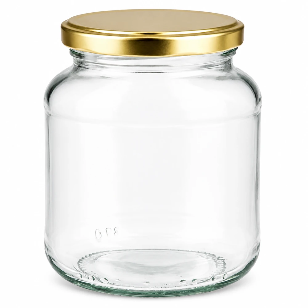 370ml Ovalglas mit goldenem BasicSeal Deckel UNiTWIST - leeres Einmachglas für Marmelade und Konserven