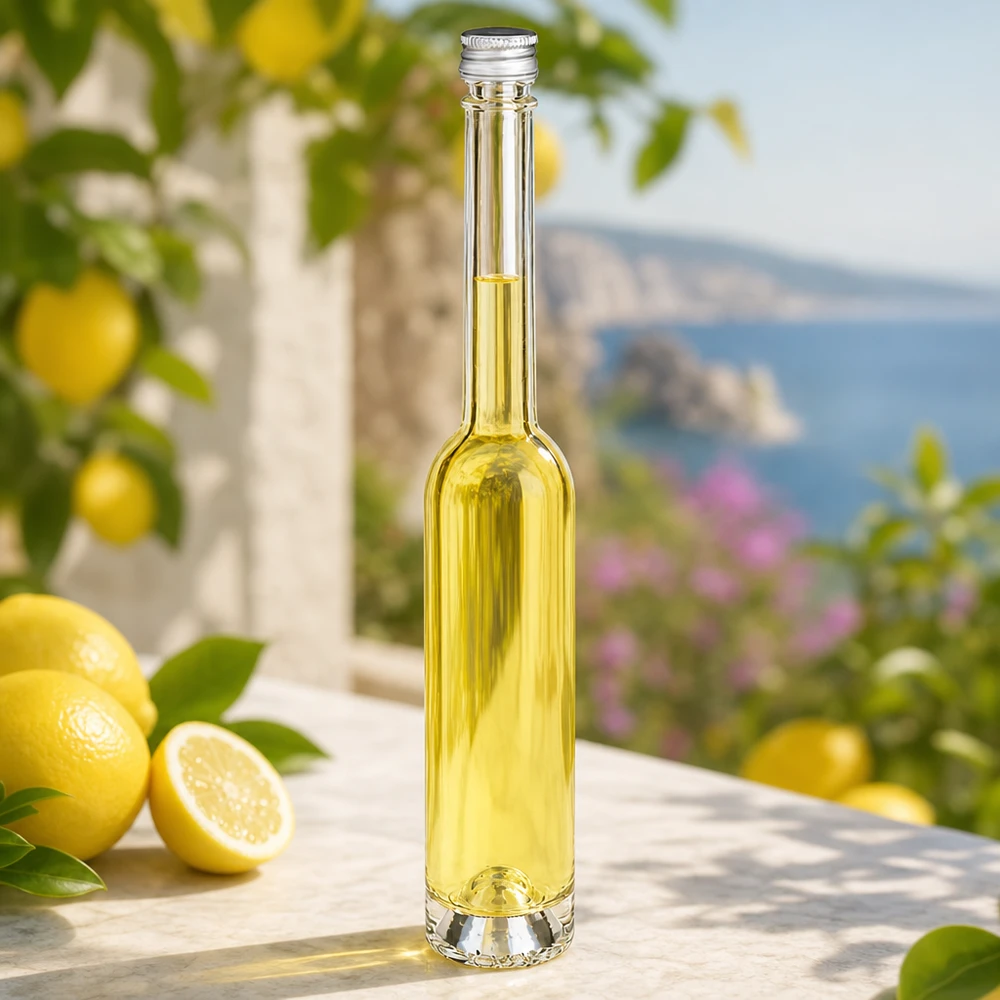 100ml Glasflasche "Toni" + Schraubverschluss silber UNiTWIS 100ml Flasche Toni aus hochwertigem Glas - stilvolles Design für Zitrusliköre und Extrakte