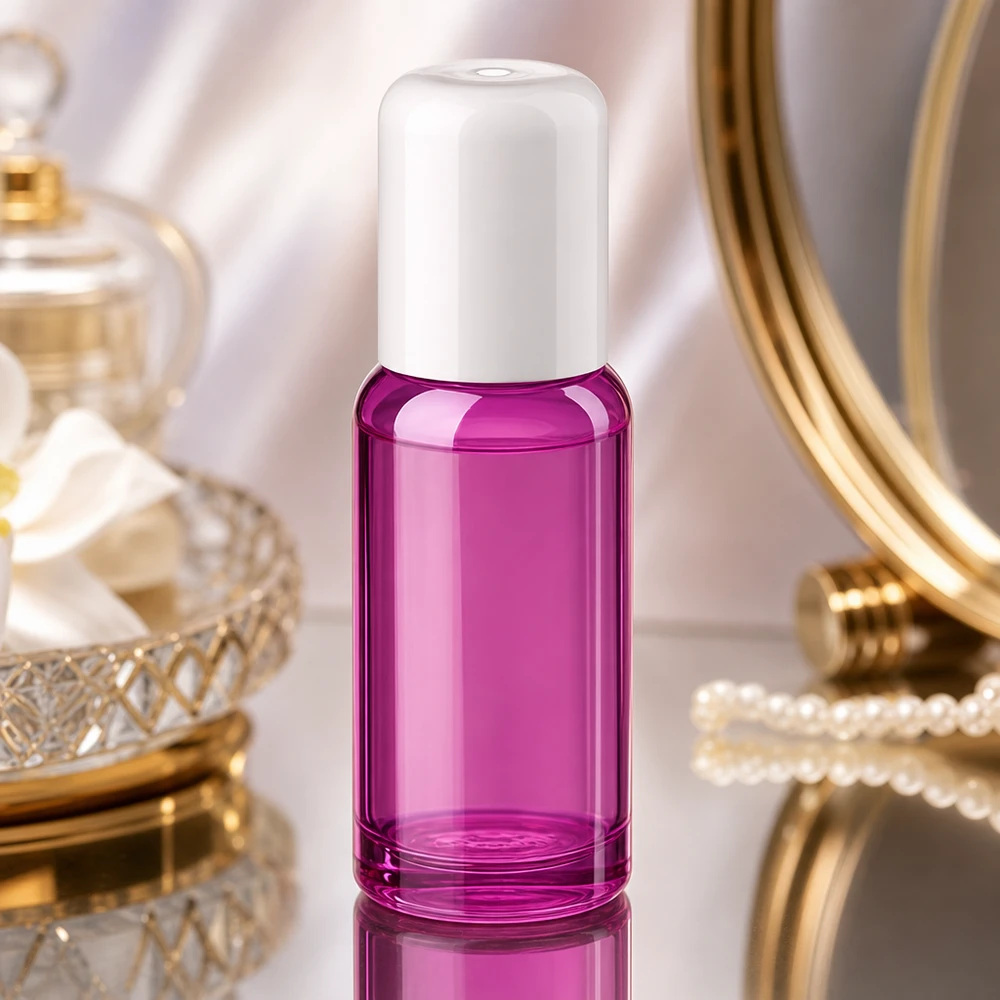 20ml Roll-On Flasche weiss Standard PurpleLine UT18/20 Nachfüllbare 20ml Roll-On Flasche mit Metallkugel-System in violettem Glas für Öle