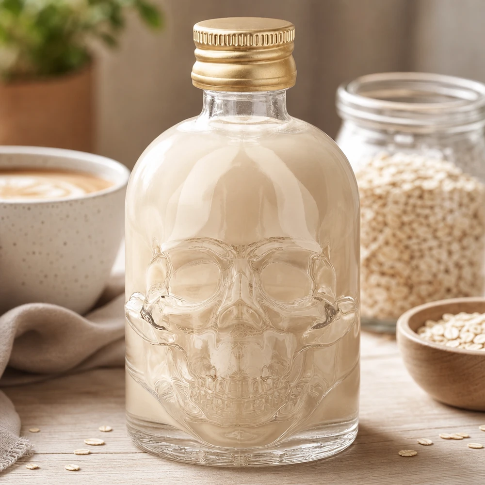 50ml Glasflasche "Hector" + Schraubverschluss gold UNiTWIST 50ml Sammlerflasche Hector aus Klarglas mit detailliertem Totenkopf und UNiTWIST Verschluss