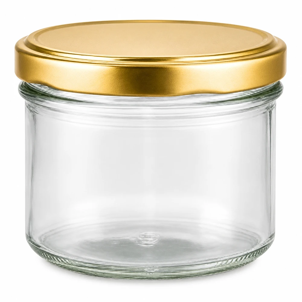 225ml Sturzglas mit BasicSeal Deckel gold UNiTWIST 225ml Sturzglas mit goldenem BasicSeal Deckel UNiTWIST - leeres Einmachglas aus klarem Glas für Marmelade und Konserven