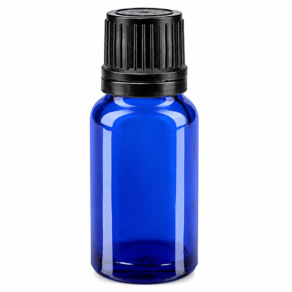 Kobaltblaue 10ml Tropfflasche mit kindersicherem Originalitätsverschluss aus hochwertigem Glas