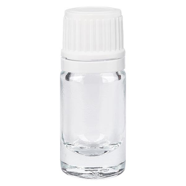 Apothekenflasche klar 5ml Schraubverschluss weiß Originalitätsverschluss Apothekenflasche klar 5ml Schraubverschluss weiß Originalitätsverschluss