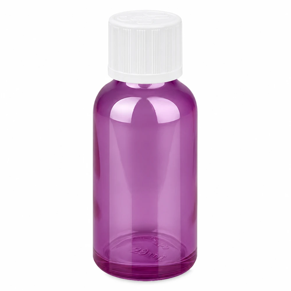 30ml Tropfflasche 1.2mm weiß Standard Kindersicher PurpleLine.UT18/30 Präzise 1.2mm Tropfflasche 30ml für dosierte Abgabe von Flüssigkeiten in elegantem Purpur