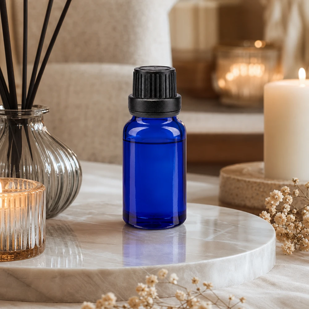 10ml Apothekerflasche in Kobaltblau mit kindersicherem Schraubverschluss für Aromatherapie