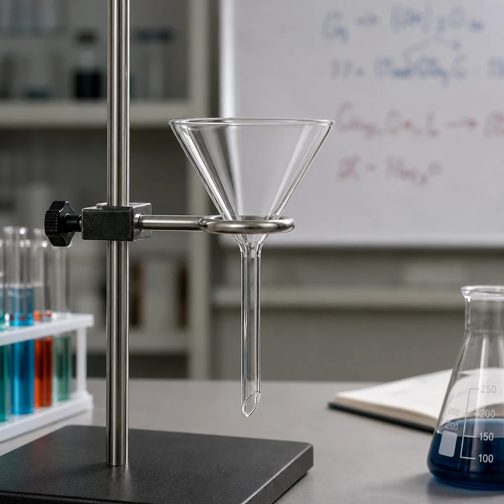 Trichter ø60mm Kalk-Soda, Winkel 60°, Kurzstil Glasklarer Analysentrichter 60mm Durchmesser mit optimaler Trichterform für tropffreies Arbeiten