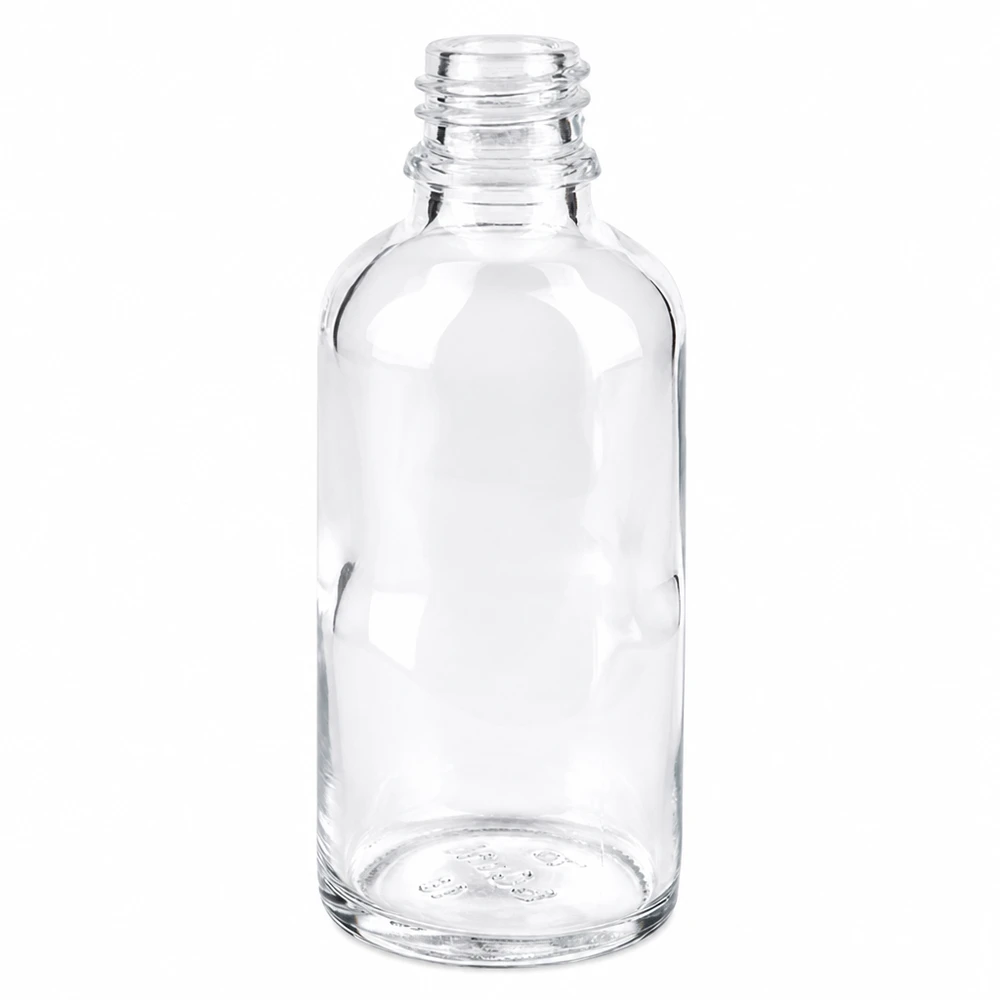 Klarglas Flasche 50ml DIN 18 Klassische Apothekenflasche ApoGlas 50ml mit rundem Boden für Arzneimittel und Extrakte