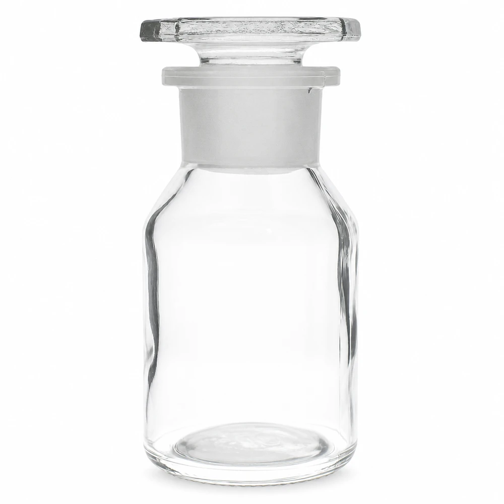 Steilbrustflasche 50ml klar Weithals Glasstopfen Kleine Laborflasche 50ml mit breitem Hals und Glasstopfen für chemische Substanzen geeignet