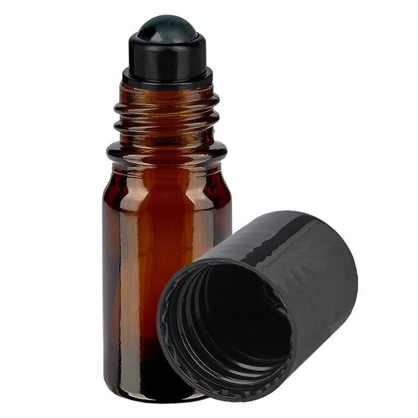 Apothekenflasche braun 5ml Roll-On Verschluss schwarz Apothekenflasche braun 5ml Roll-On Verschluss schwarz