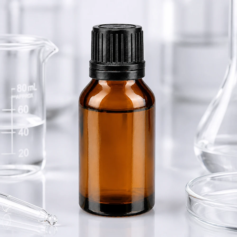 Apothekenflasche braun 15ml Tropfverschluss Giessring 1mm schwarz Originalitätsverschluss Lichtschutzflasche 15ml mit kindersicherem Originalverschluss schwarz für Laboranwendungen