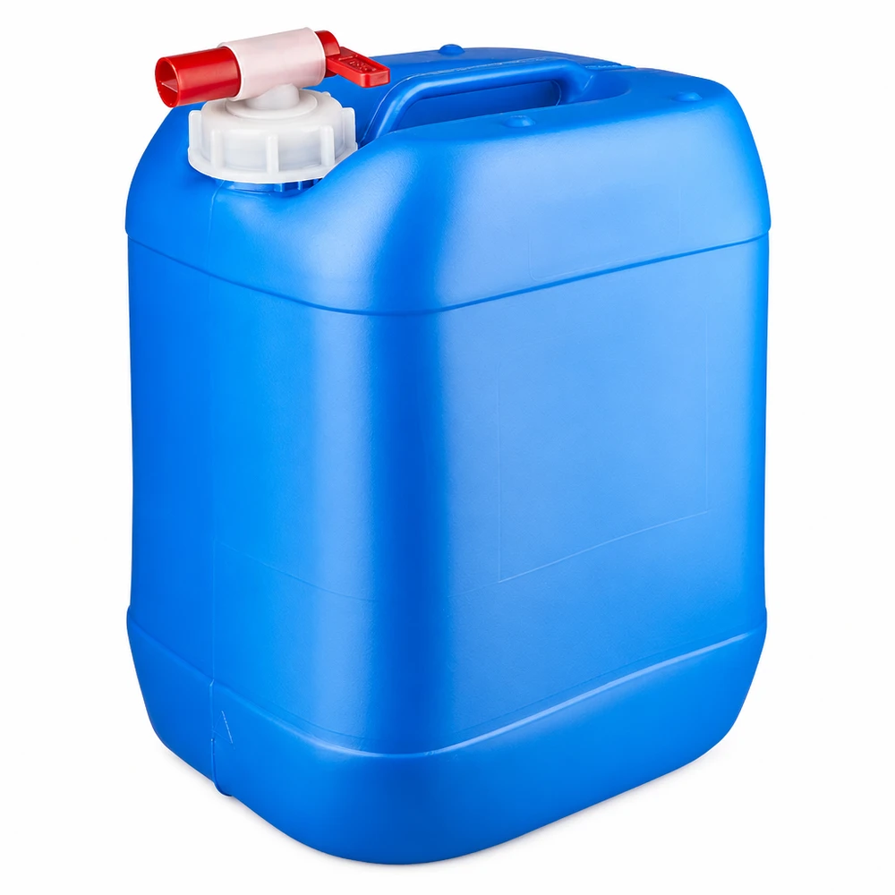Robuster 20L Kanister in Blau mit praktischem Zapfhahn für Wasser und Flüssigkeiten