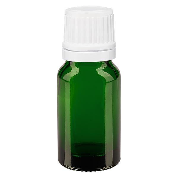 Apothekenflasche grün 10ml Schraubverschluss weiß Originalitätsverschluss Apothekenflasche grün 10ml Schraubverschluss weiß Originalitätsverschluss