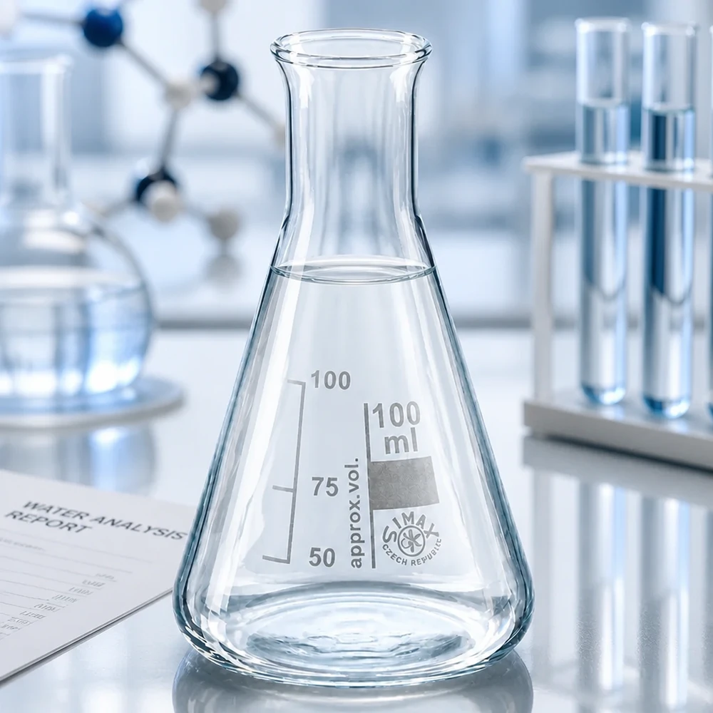 Wissenschaftlicher Messkolben 100ml Enghals mit Skala für chemische Experimente und Analysen