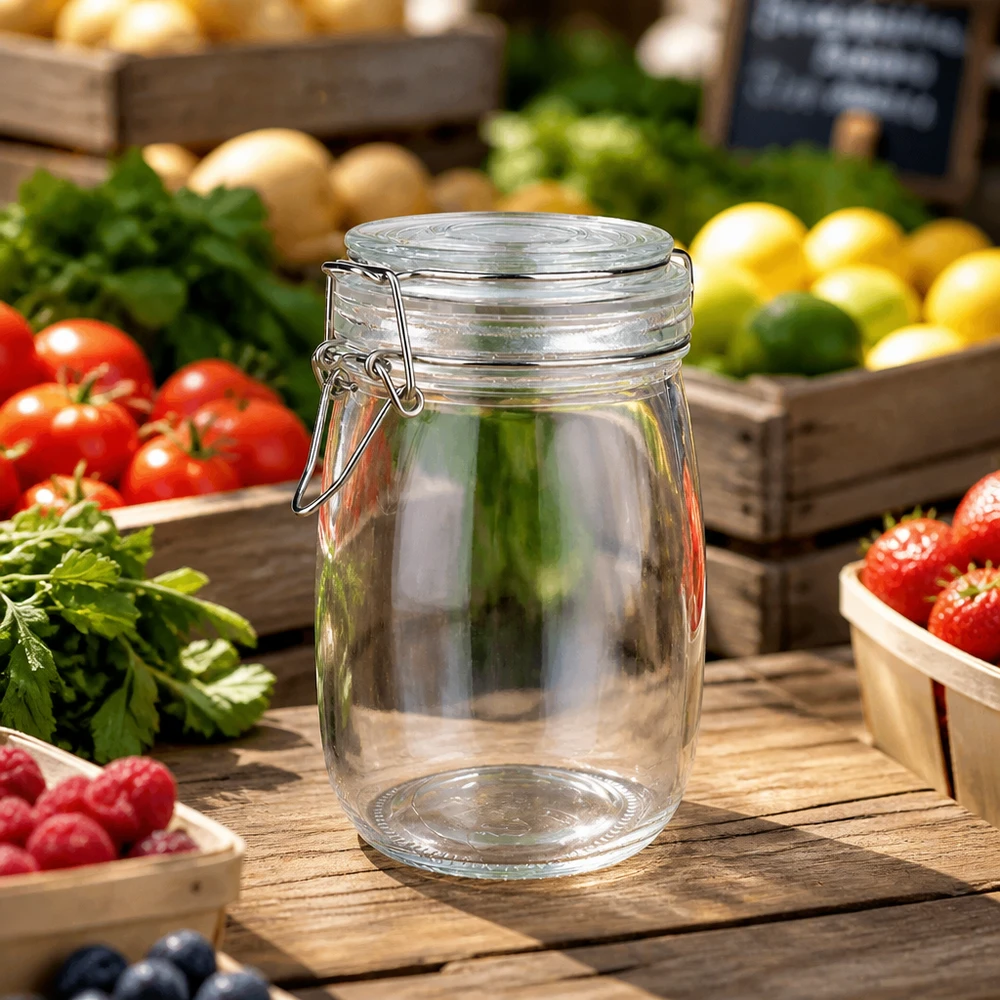Vielseitiges 1000ml Bügelverschlussglas für Einkochen Fermentieren und Aufbewahren