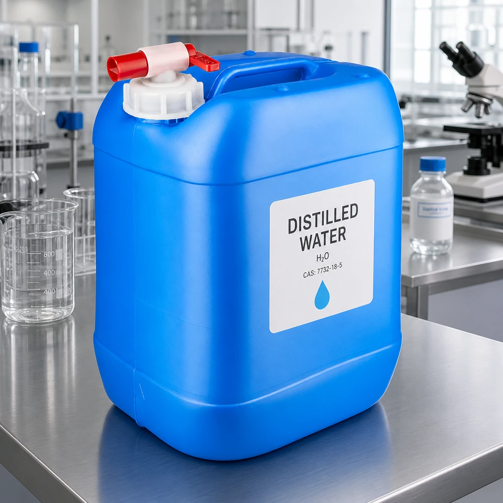 Kanister 20 Liter blau mit Auslaufhahn Destilliertes Wasser Kanister 20 Liter blau mit Auslaufhahn für Labor und Haushalt