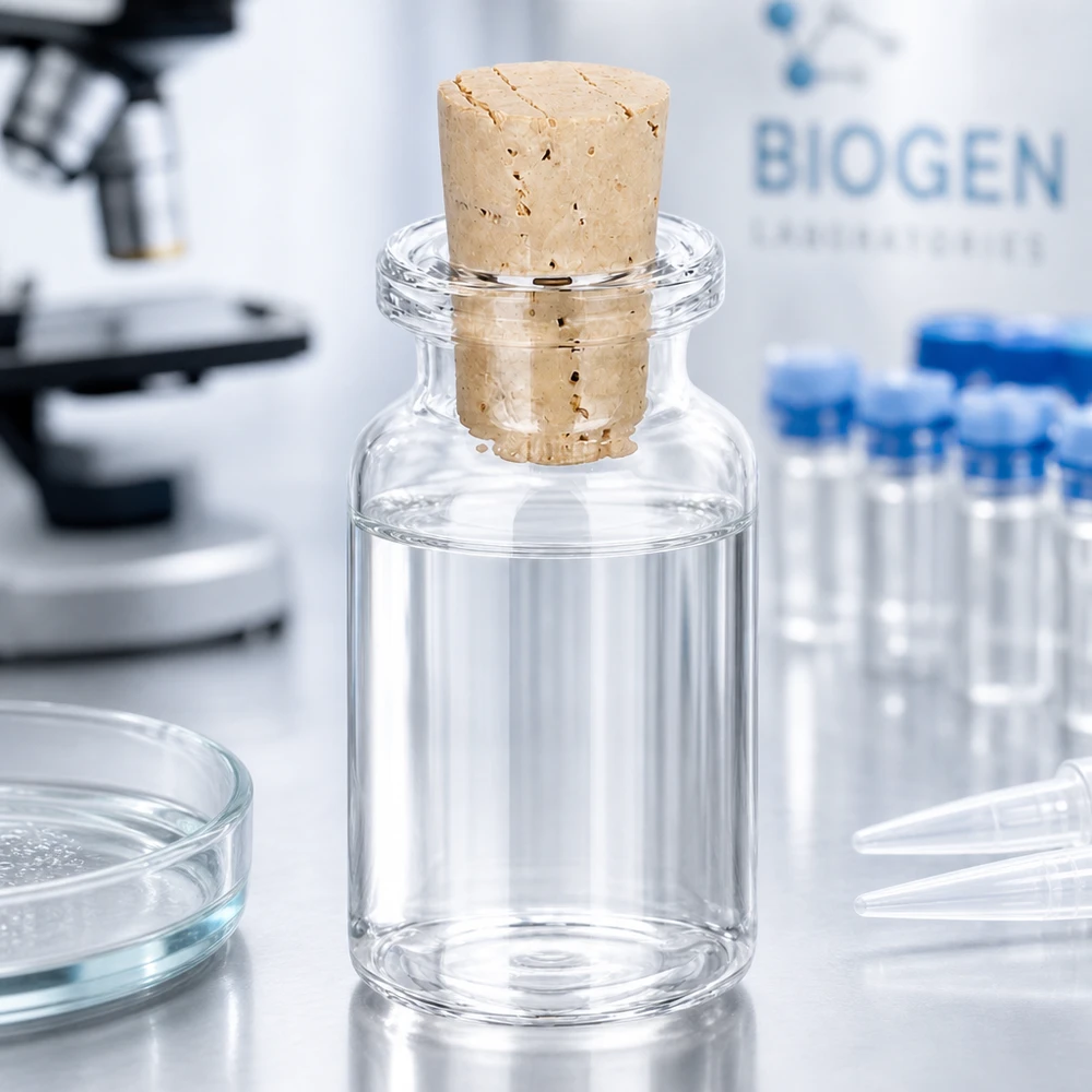 Kleine Reagenzflasche aus Klarglas 10ml mit passgenauem Korken für Laboranwendungen