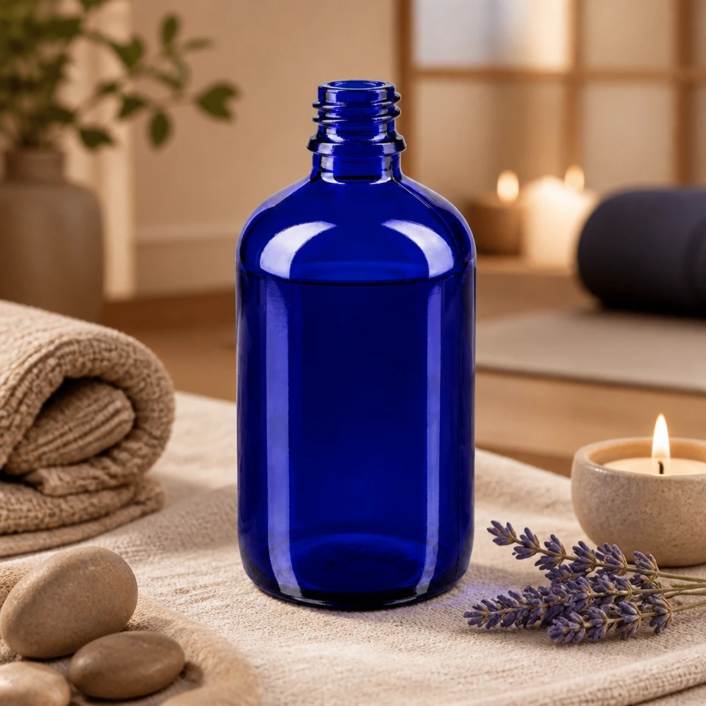 Tropfflasche 100ml DIN 18 BLAUGLAS 100ml ApoGlas Flasche in Apothekenqualität für sichere Aufbewahrung von Wirkstoffen