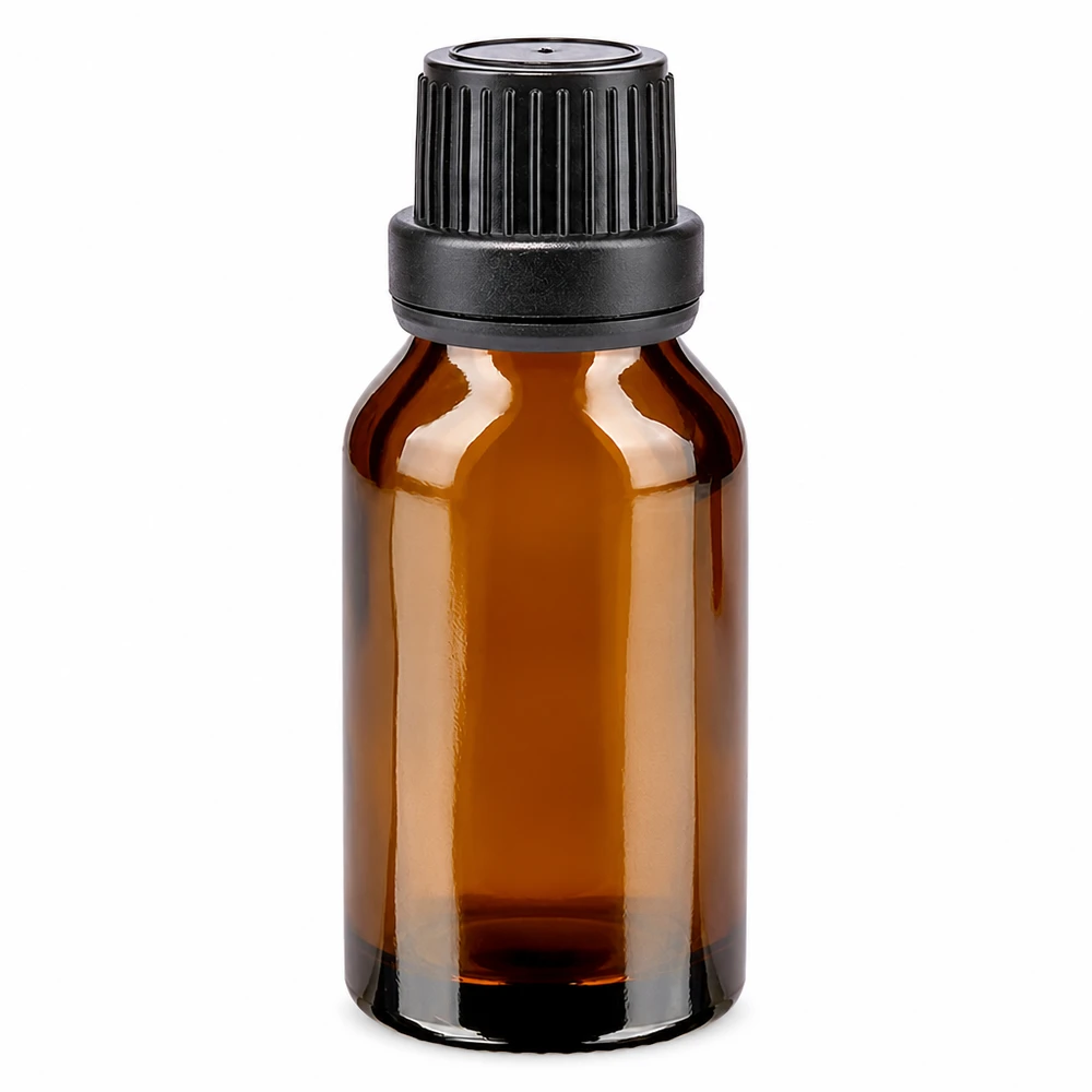 Apothekenflasche braun 15ml Schraubverschluss schwarz Dichteinlage Originalitätsverschluss 15ml Schraubverschlussflasche braun mit kindersicherem OV-Verschluss für Pharmazie