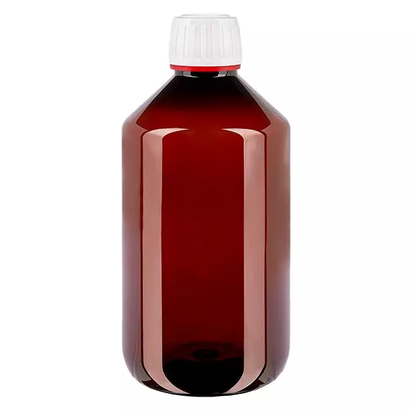 PET Flasche 500ml mit weiß/rotem Verschluss Originalitätsverschluss PET Flasche 500ml mit weiß/rotem Verschluss Originalitätsverschluss