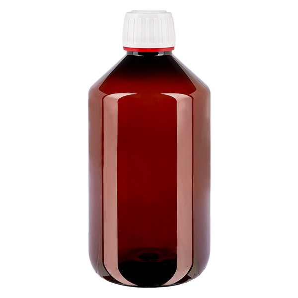 PET Flasche 500ml mit weiß/rotem Verschluss Originalitätsverschluss