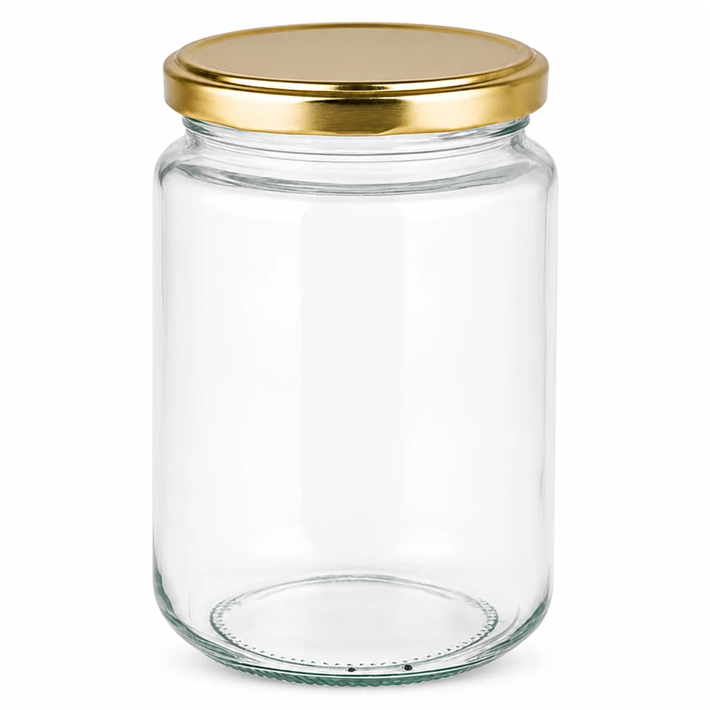 382ml Rundglas mit BasicSeal Deckel gold UNiTWIST 382ml Rundglas mit goldenem Twist-Off Deckel - elegantes Einmachglas für Küche und Vorratshaltung